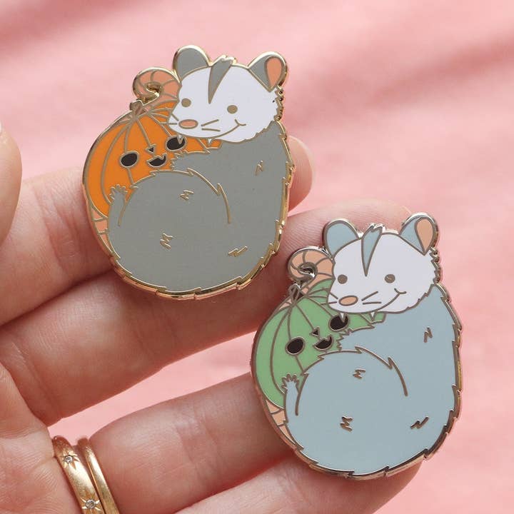 Jack-O-Possum Hard Enamel Pin for wholesale by Dbl Feature