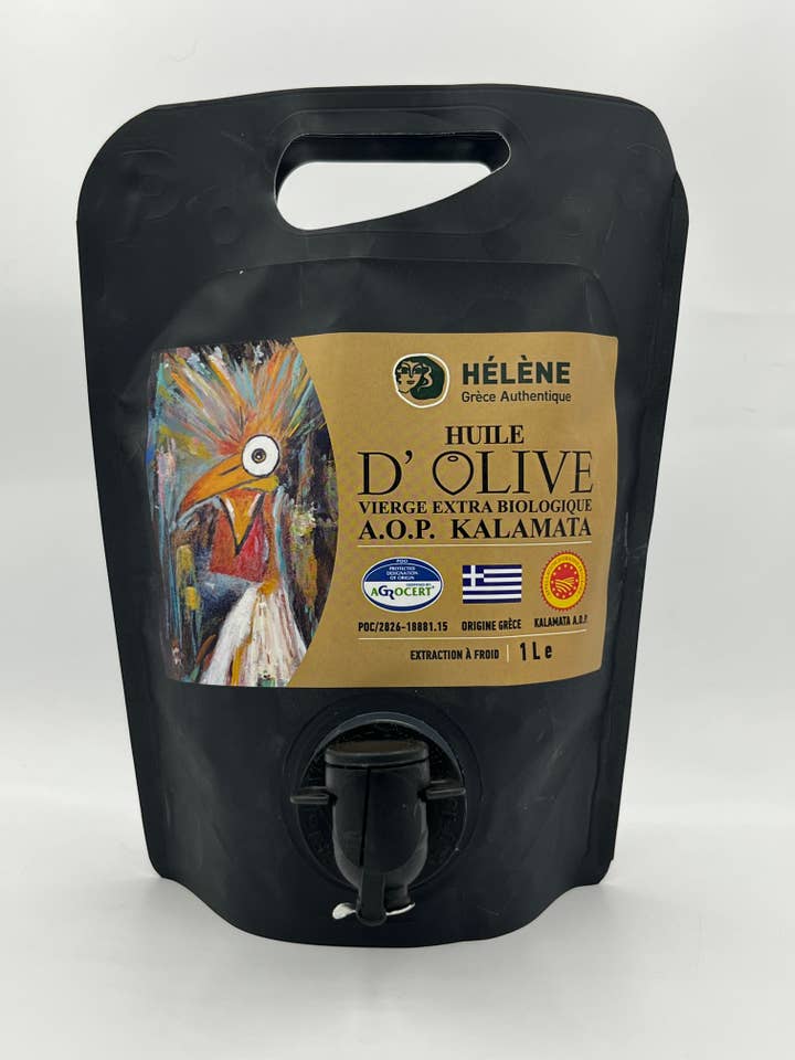 Organic extra virgin olive oil A.O.P Kalamata 1 L for wholesale by Helene Delices Grecs