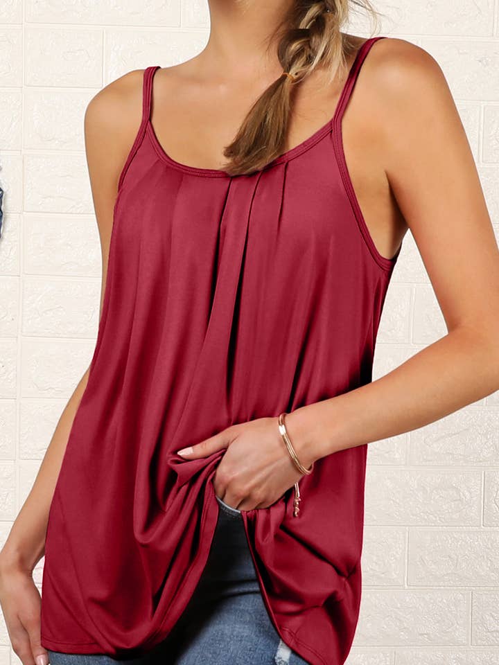 CWTTK229_Sleeveless Pleated Layered Cami Tank Knit Top for wholesale by NINEXIS