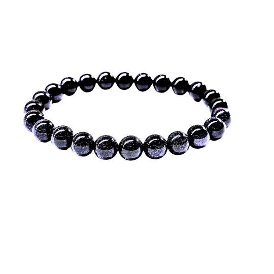 Pulsera Goldstone azul de 8 mm para venta al por mayor de The Crystal Garden