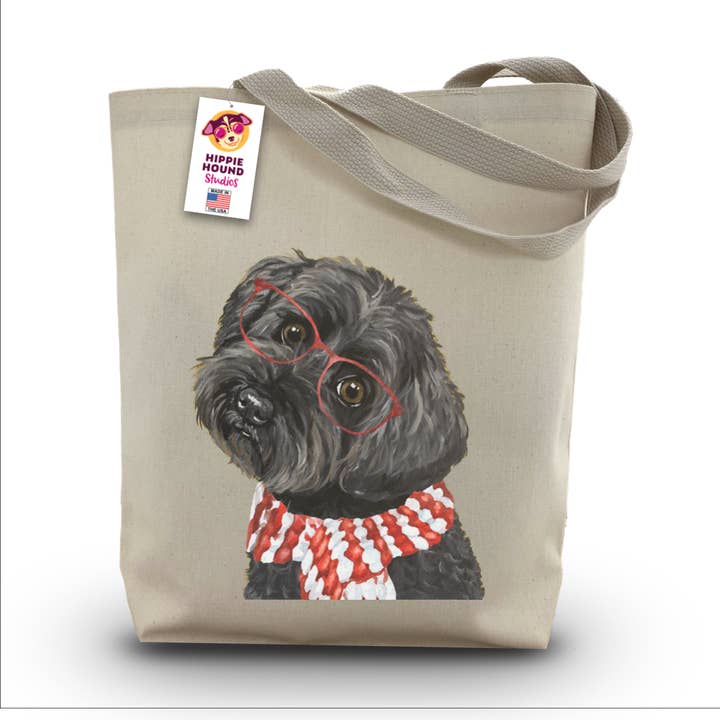 Christmas Dog Tote Bag, Yorkie Poo Tote Bag, Christmas Gift for wholesale by Hippie Hound Studios