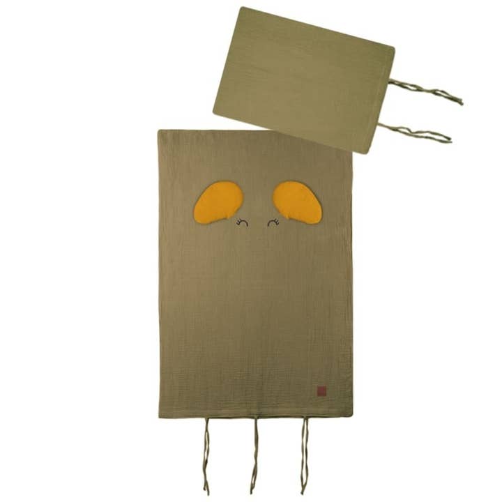 Fronhas para cama de criança ELEPHANT Green&Mostarda por atacado de Hi Little One