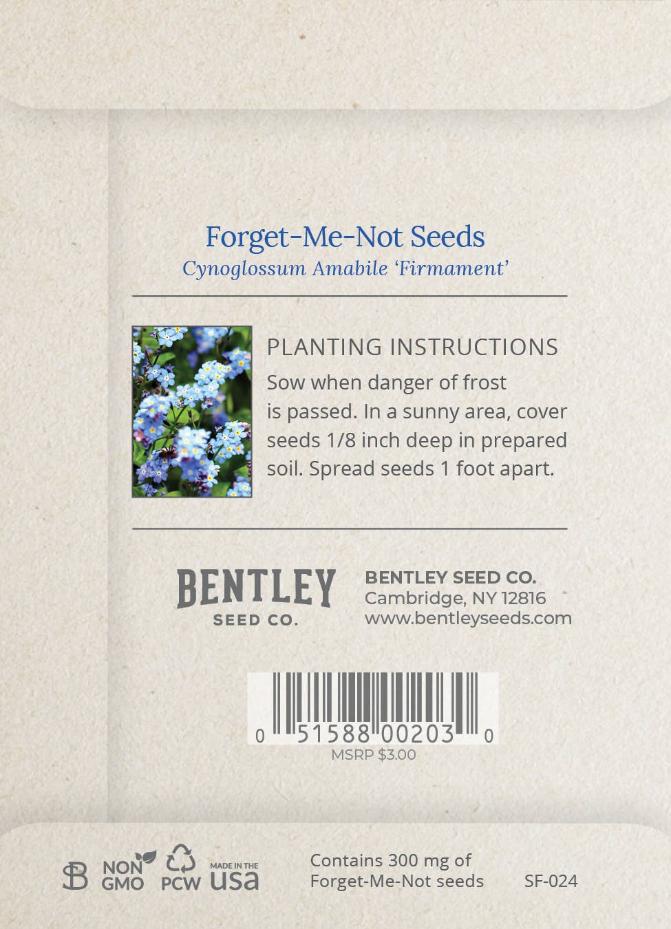 Bentley Seed Co. - Wholesale Plant Seeds - Beloved Friend - Forget Me Not Seed Packets1