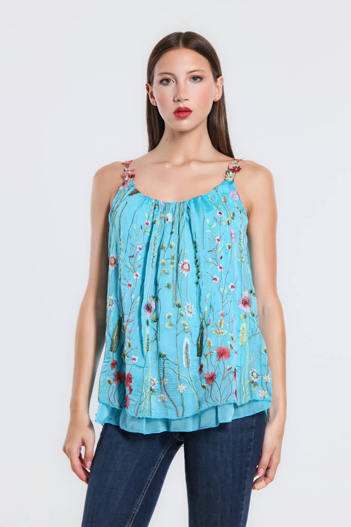 TINA Stephens Italy/Tees By Tina – wholesale Camisole – Dam – Maria Silk Broderad Trädgård Cami (BT202)6