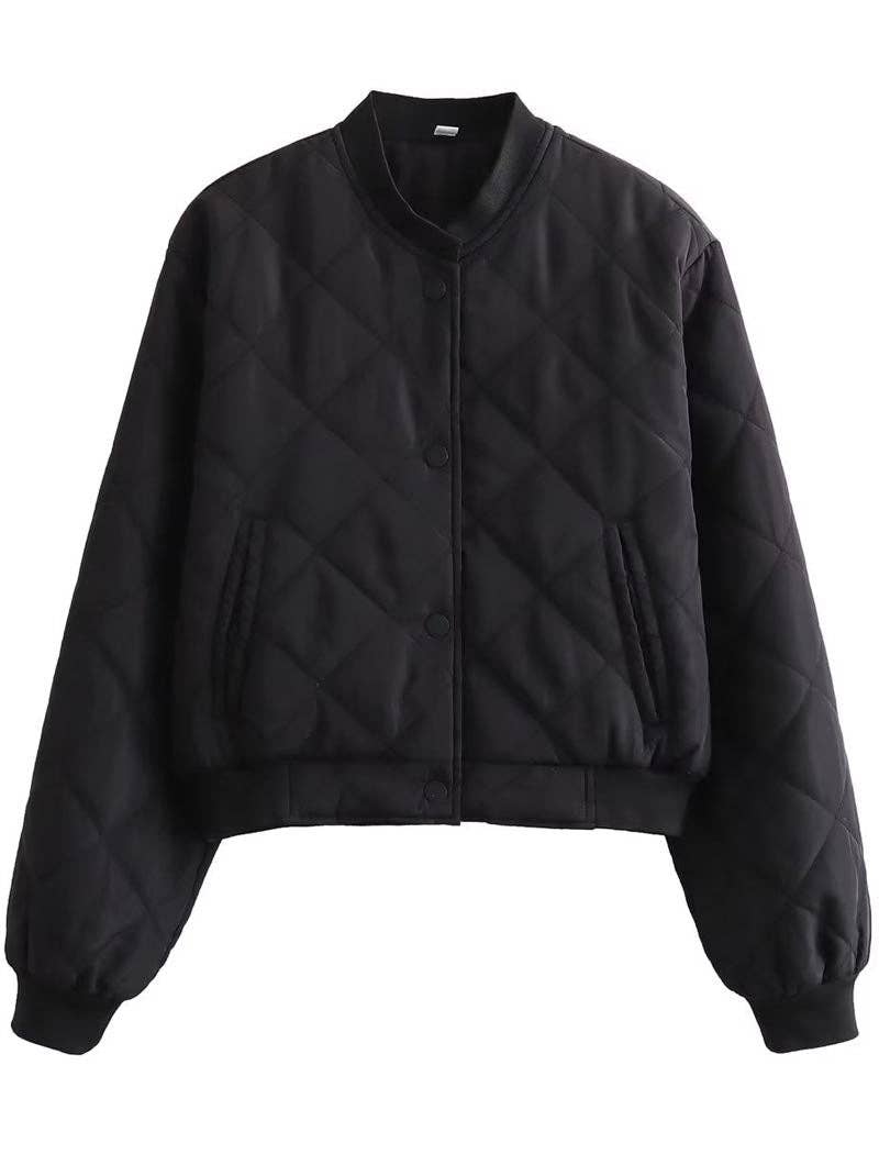 safistyle - Wholesale Bomber Jacket - Women's - Quilted Cropped Bomber Jacket0