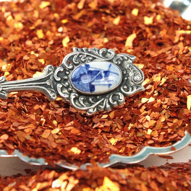 Alaranjado Glitter de Vidro Alemão Laranja - Glitter Real Super Shard para venda a revendedores na Faire5