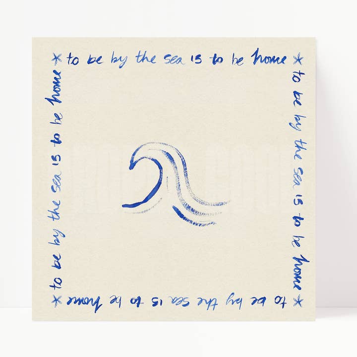 By The Sea Quote Square Hand Painted Print for wholesale by Proper Good