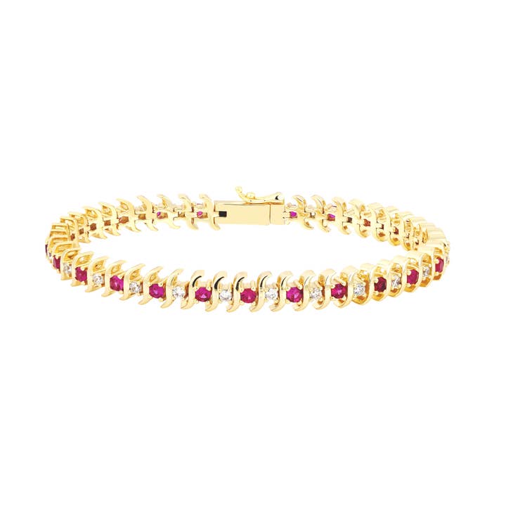 Bracciale Tennis Ruby Wave CZ per la vendita all'ingrosso da parte di Belle By Elle