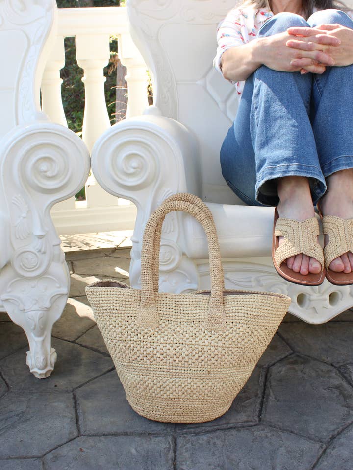 Anakao Crochet Straw Basket Handbag for wholesale by Shebobo