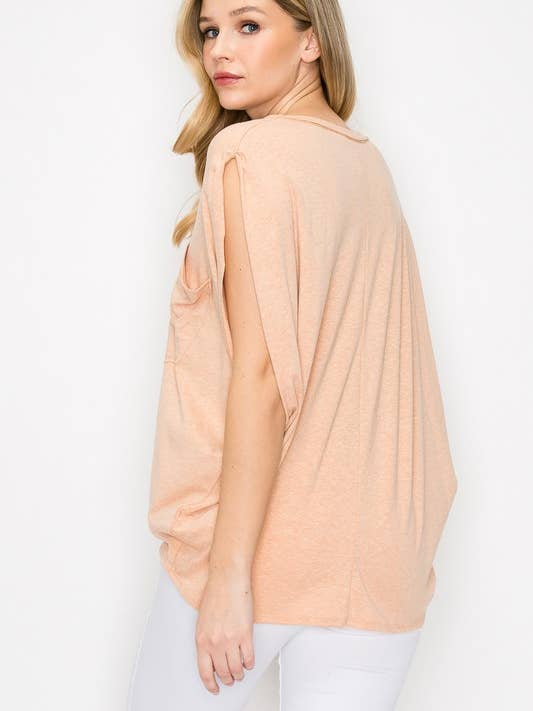 A.gain - Wholesale T-Shirt - Women's - 10875SLP627 - PLUS SIZE POCKET ACCENT TOP9