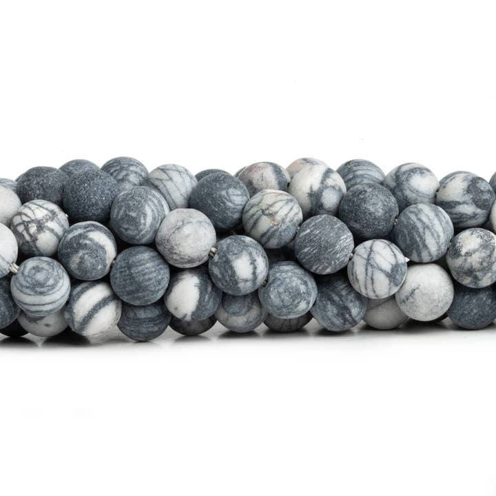 The Bead Traders - Wholesale Beads - 8mm Matte Picasso Jasper Plain Round Beads 15 inch 48 pieces