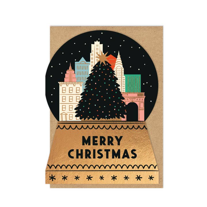 Carte Boule à Neige | Carte de Noël | Carte de Luxe avec Feuille pour la vente par Stormy Knight