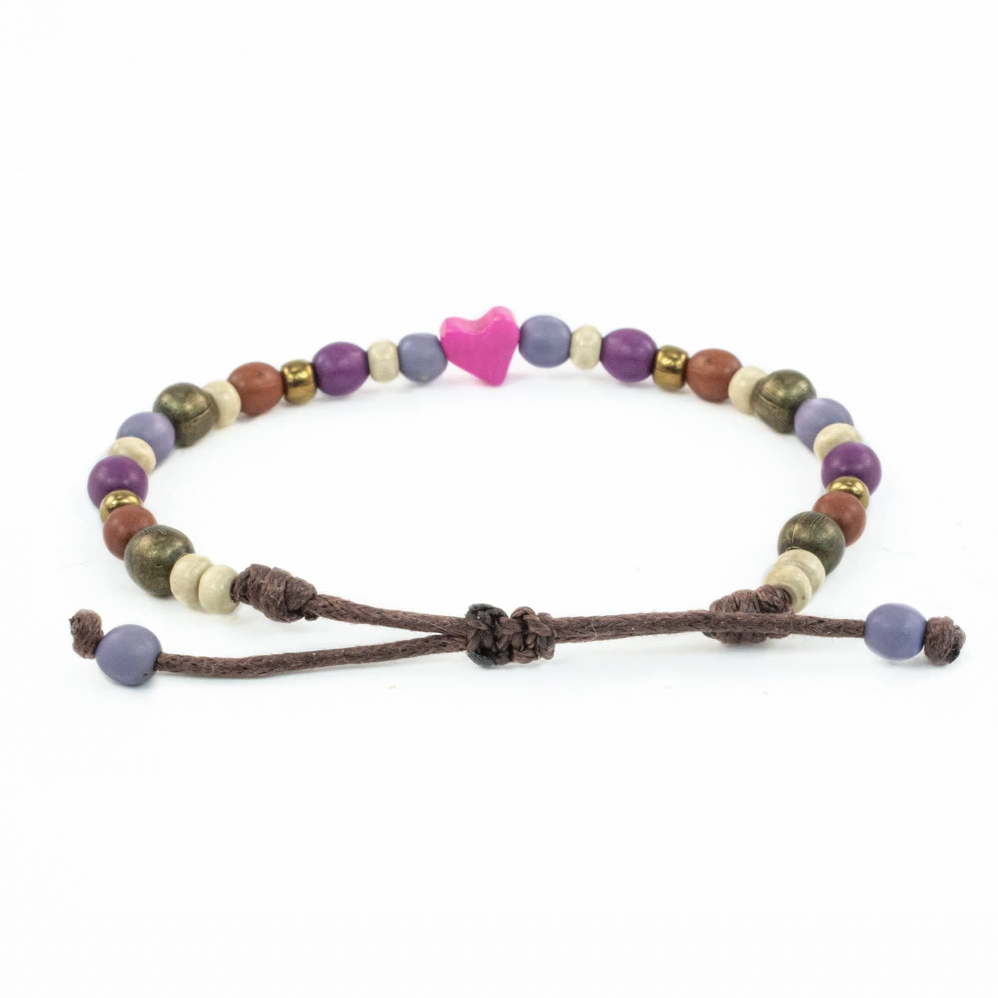 Love Is Project – wholesale Beaded bracelet – Tagua Heart Bracelet - Pink1
