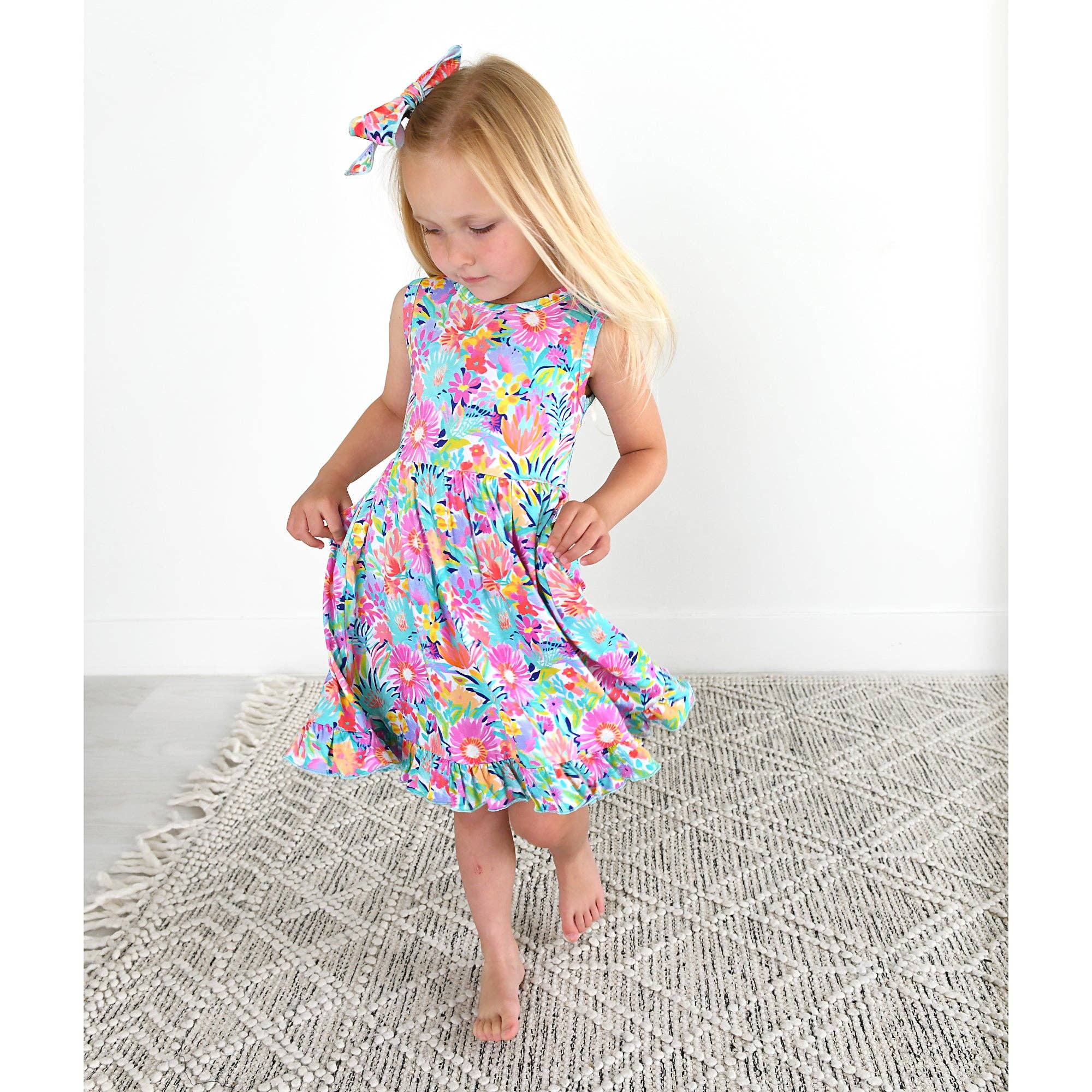Gigi and Max - Wholesale Dress - Kids - Megan Floral Tank Twirl Dress Bamboo 6