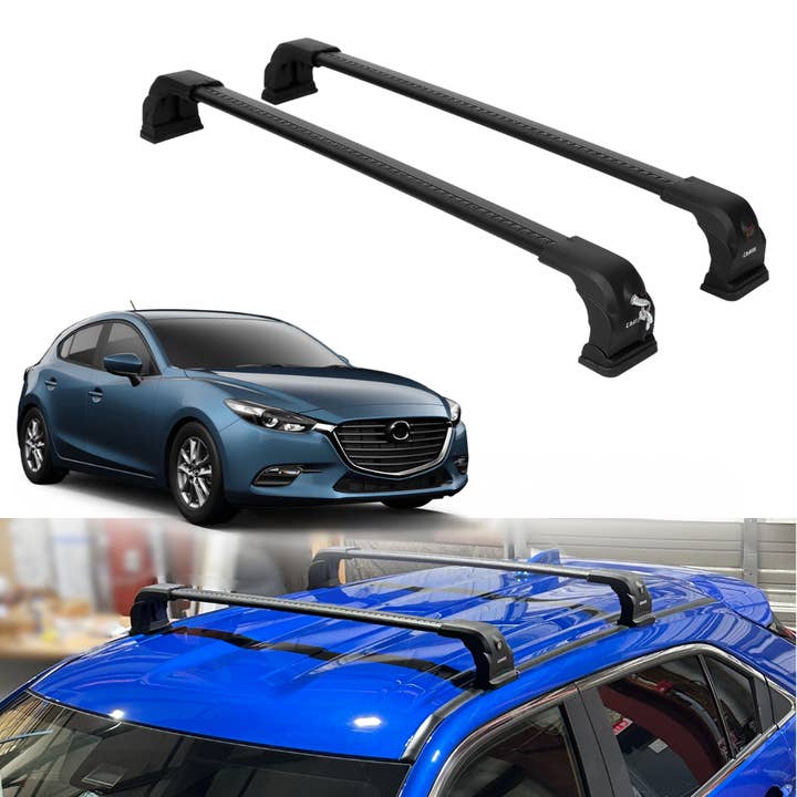 ERKUL Barras Transversais para Bagageira de Tejadilho - Compatíveis com Mazda 3 Hatchback 2014-2018 - Preto por atacado de Erkul Auto USA