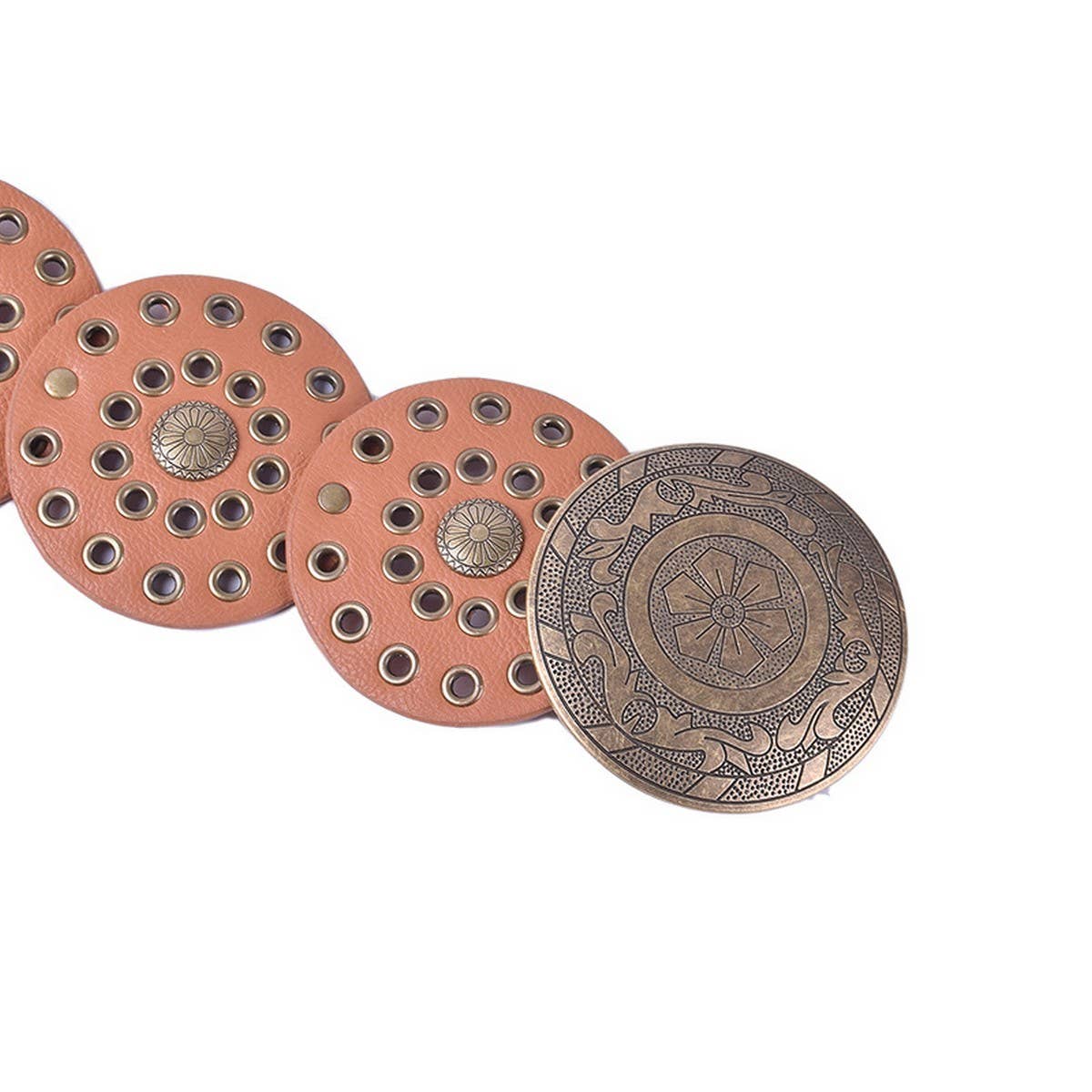 ACCITY - Wholesale Belt - Women's - NEW RETRO FASHION RIVET EYELET DISC BELT_CWABE04881