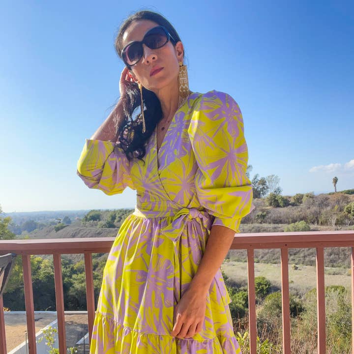 Neon wrap dress for wholesale by JUAJUA