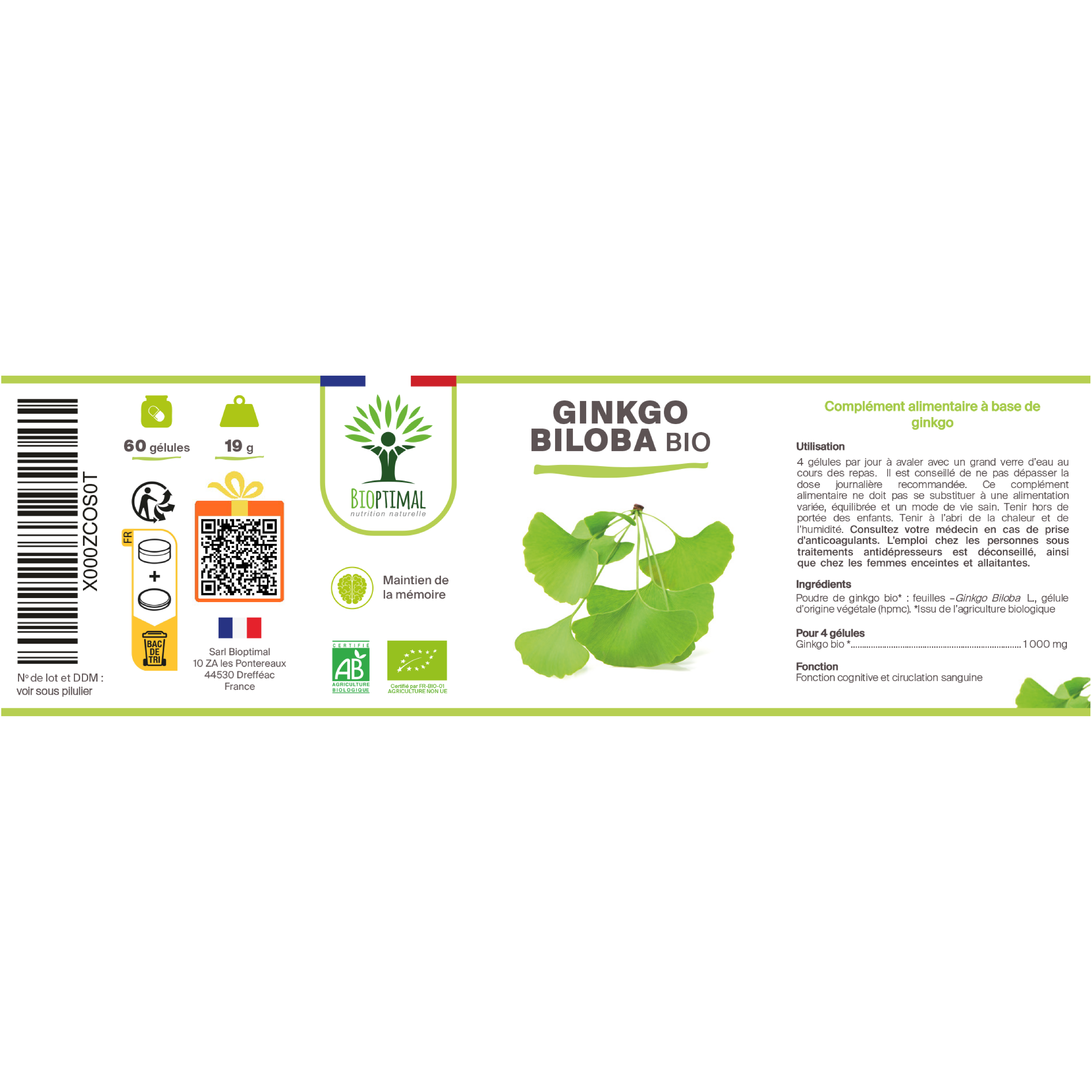 Bioptimal - Wholesale Oral Supplement/Vitamin - Organic Ginkgo Biloba - Dietary supplement - in capsules10