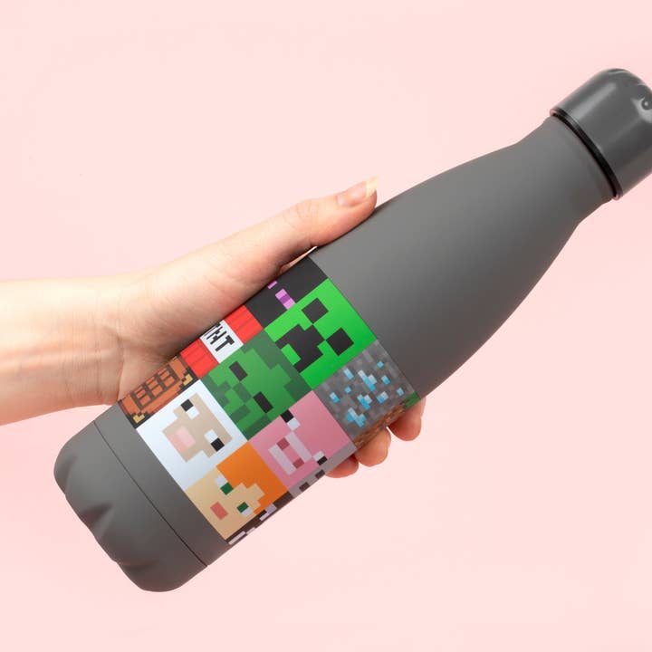 Fringoo Group Ltd – Garrafa de água por atacado – Garrafa de Água de Aço Inoxidável Minecraft 550 ml - Cinza3