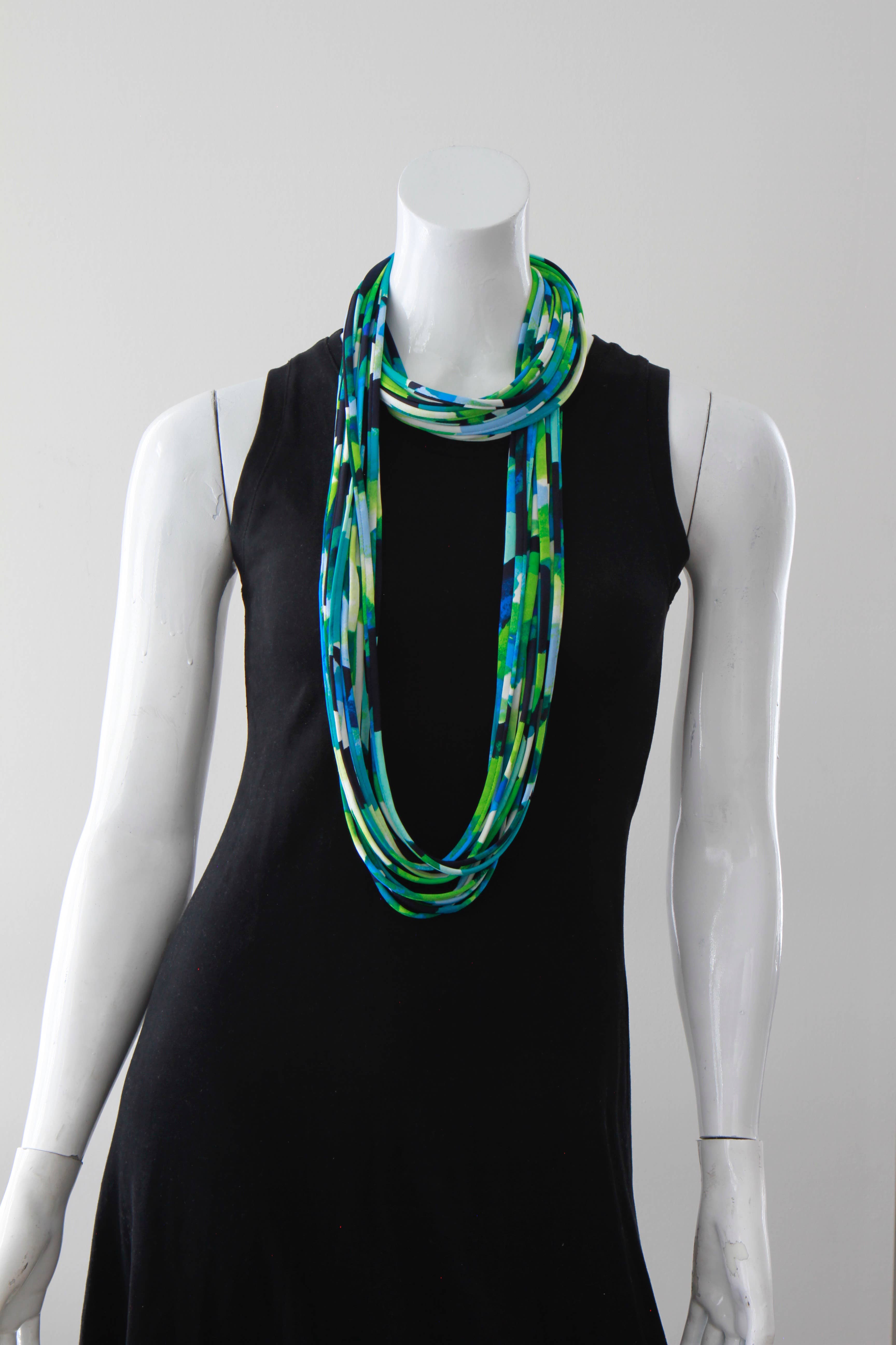 Necknots - Wholesale Scarf - Women's - Infinity Scarf or Necklace in Green and Navy 'Ocean Spray'1