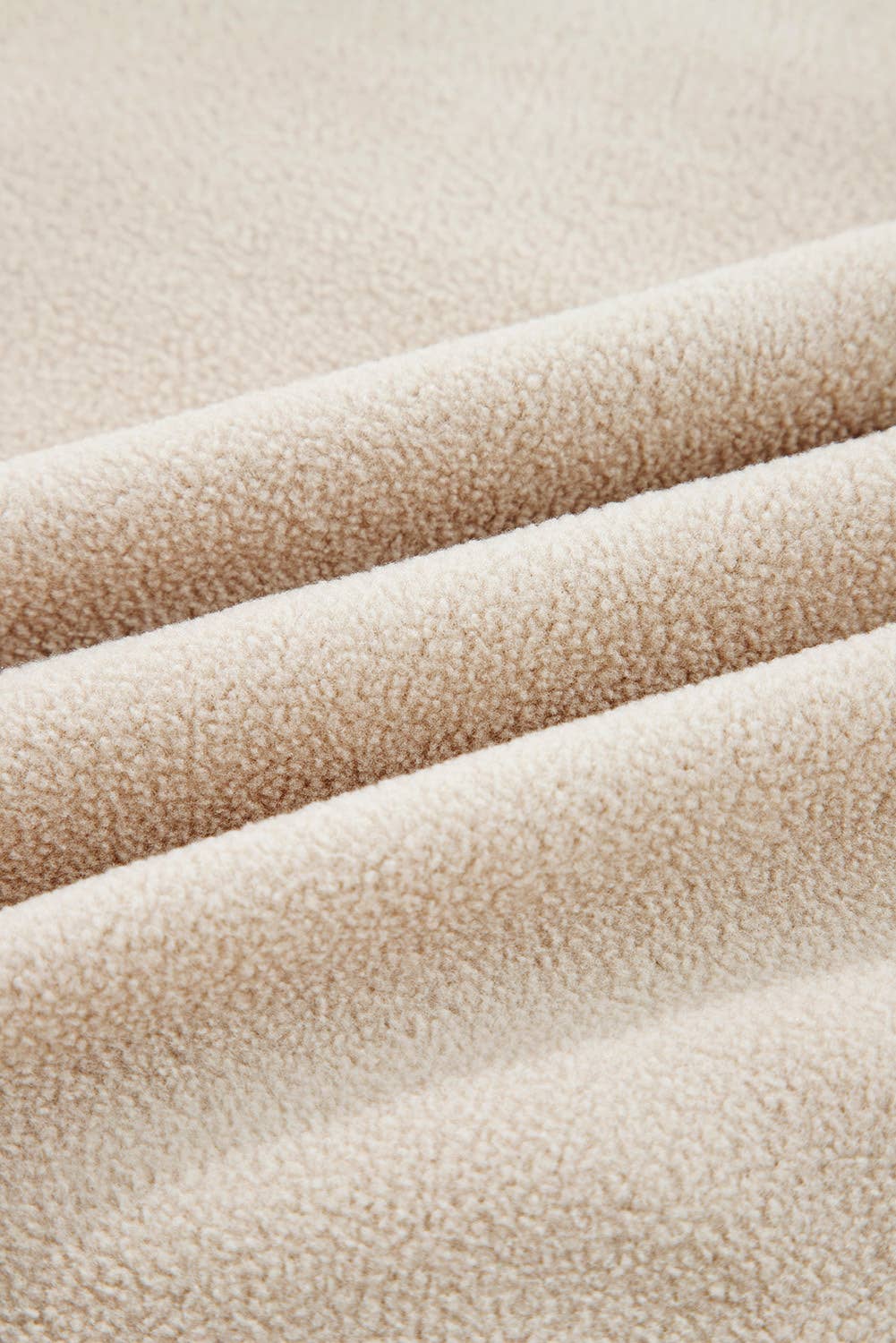 Beige Fleece Patchwork Zipped Neck Pullover Sweatshirt (S-XL) for wholesale on Faire9