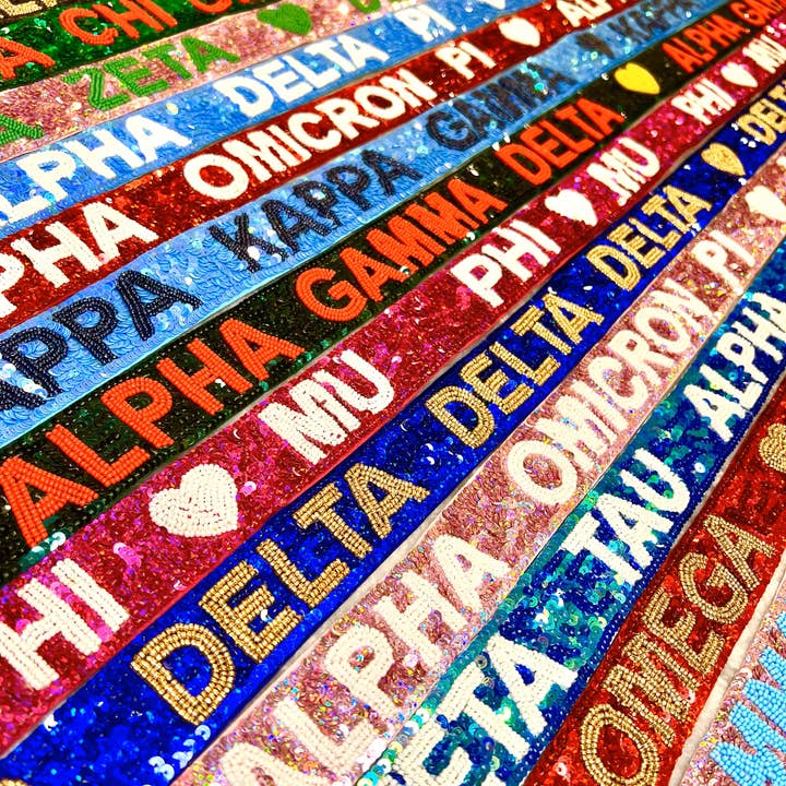 Curated Threads Greek - Venta al por mayor Accesorio para bolsos/monederos - Mujer - Correas de lentejuelas para monedero Sorority17