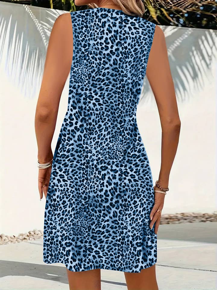 UNISHE - Wholesale Dress - Women's - Summer Twist Knot Leopard Print Dress ZK28165
