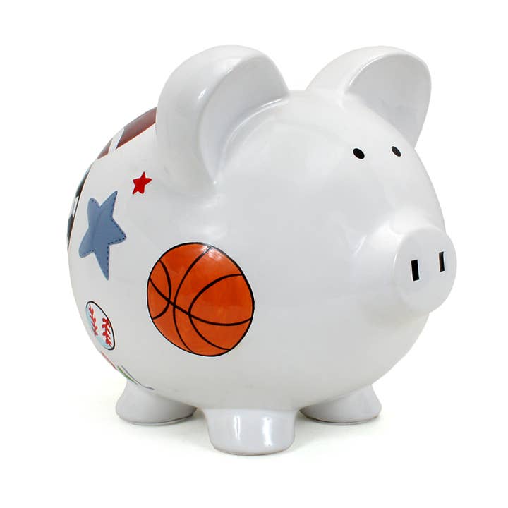 Sports Themed Piggy Bank for wholesale by Child To Cherish®