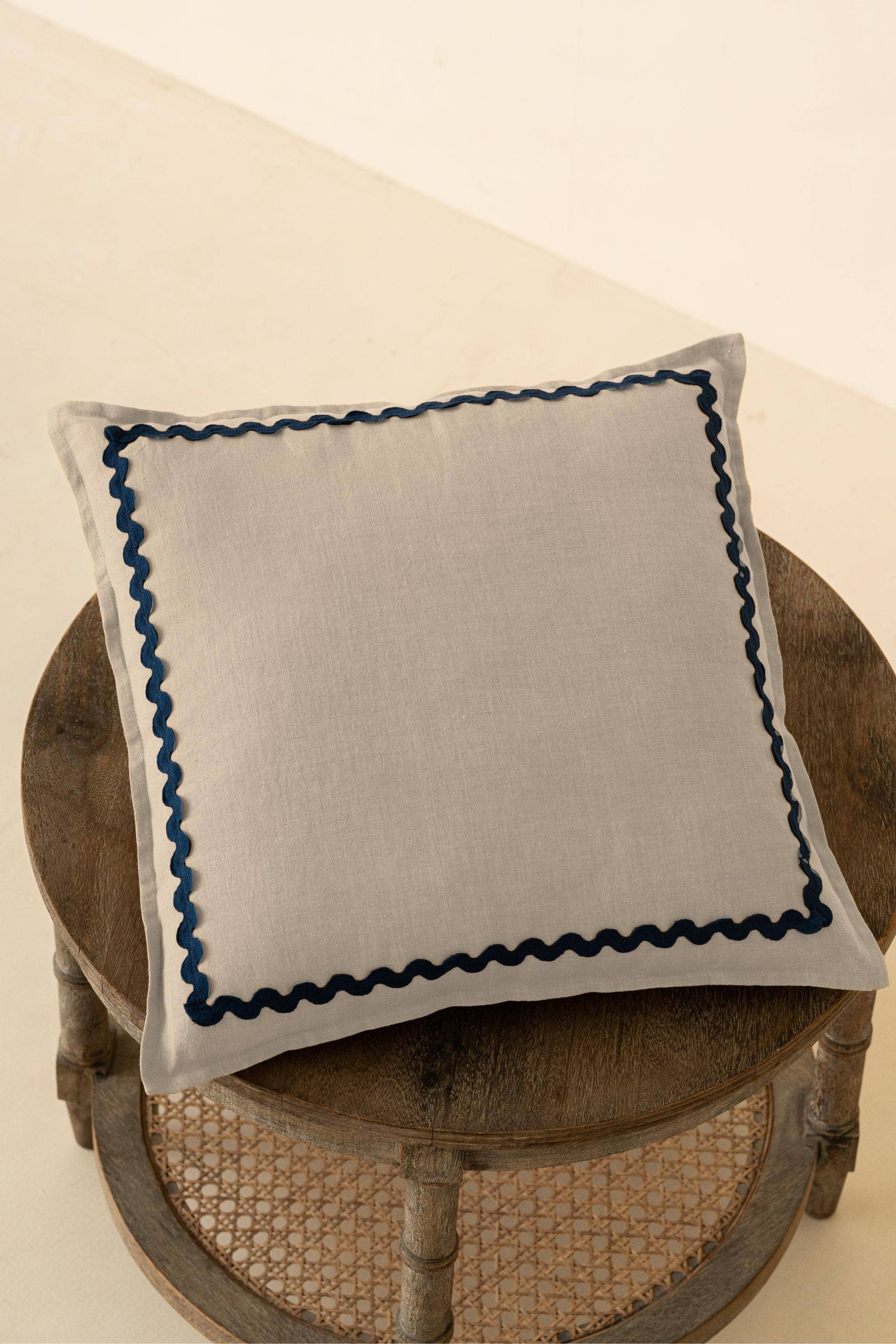 Live Linen - Wholesale Throw Pillow Cover - Blue Lace Linen Cushion Cover – Handmade, Decorative2