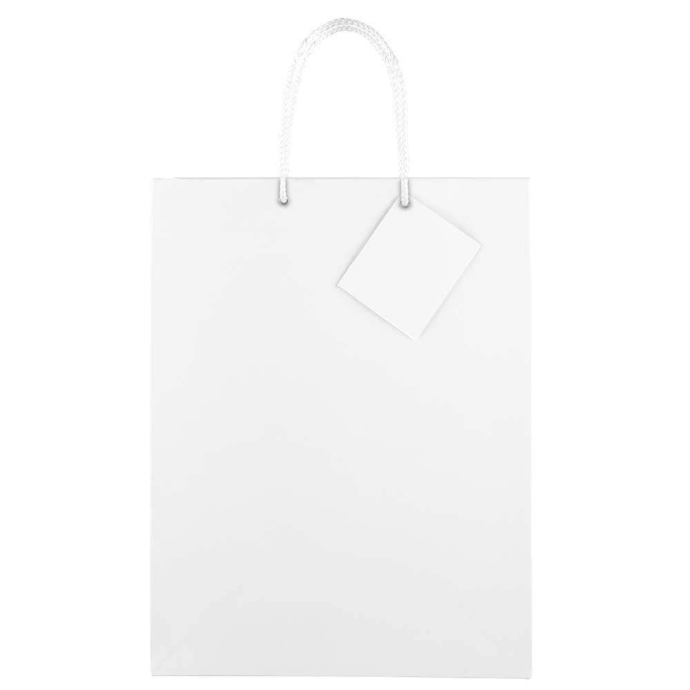 JAM PAPER - Wholesale Gift Bag - Glossy Gift Bags w/ Rope Handles, Large, 10x5x13, White, 6PK1