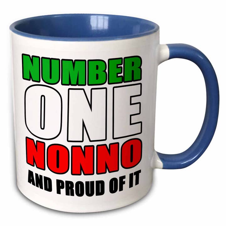 11oz Two-Tone Blue Mug Number One Nonno And Proud Of It Ital for wholesale by 3dRose