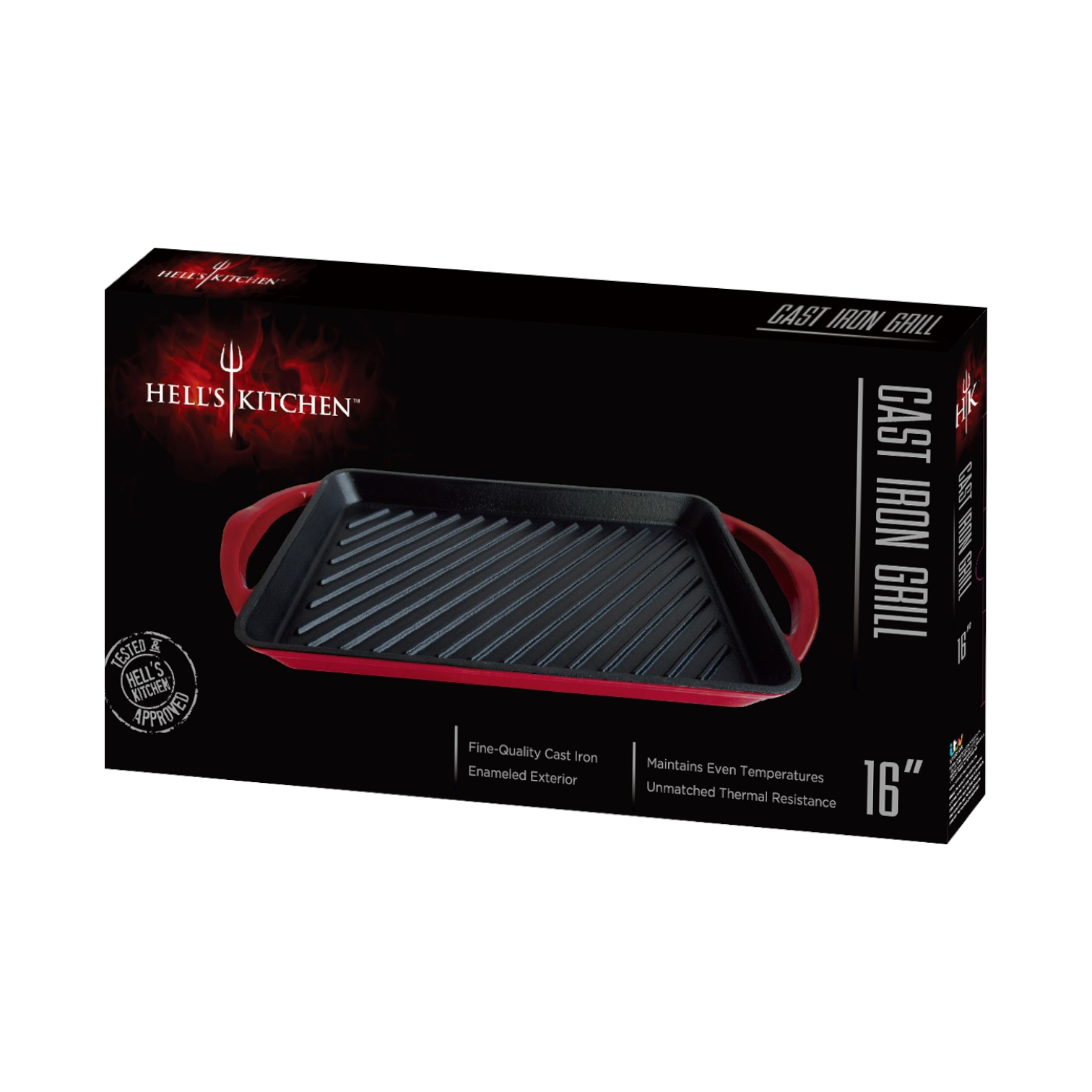 Hell's Kitchen - Vendita all'ingrosso Bistecchiera/piastra - Griglia in ghisa da 16 pollici Hell's Kitchen2