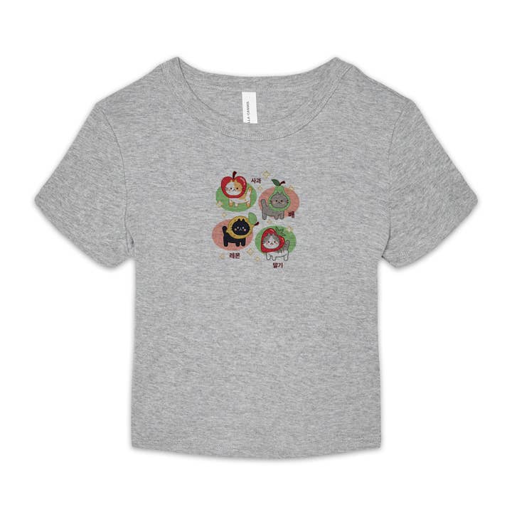 Lucky Luna Apparel - Wholesale Screen printed t-shirt – Women′s - Kawaii Fruit Cats Baby Tee4