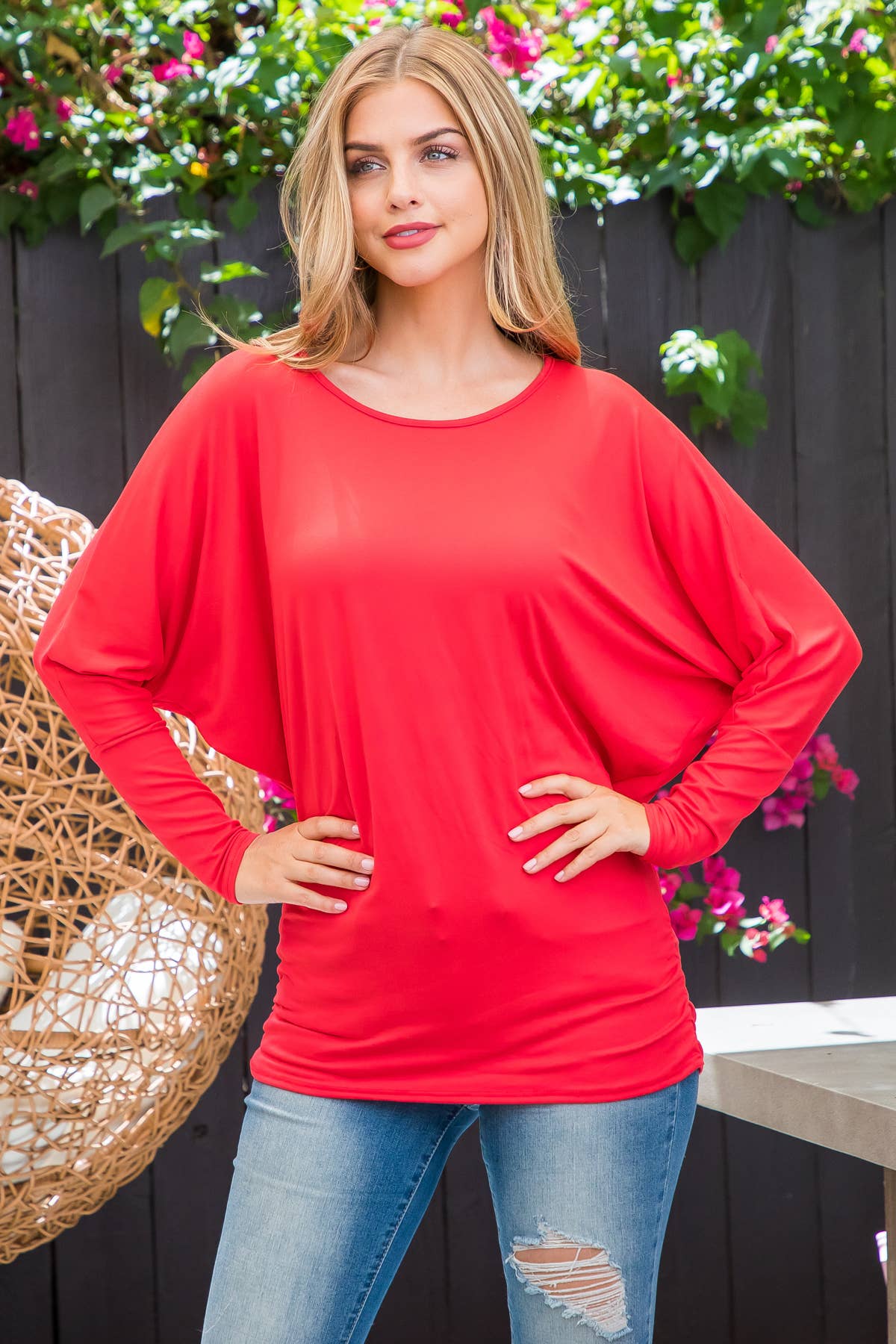 MYS Wholesale Inc - Vente Tunique – femme - Haut uni à manches longues Dolman avec détails en forme de tunnel44