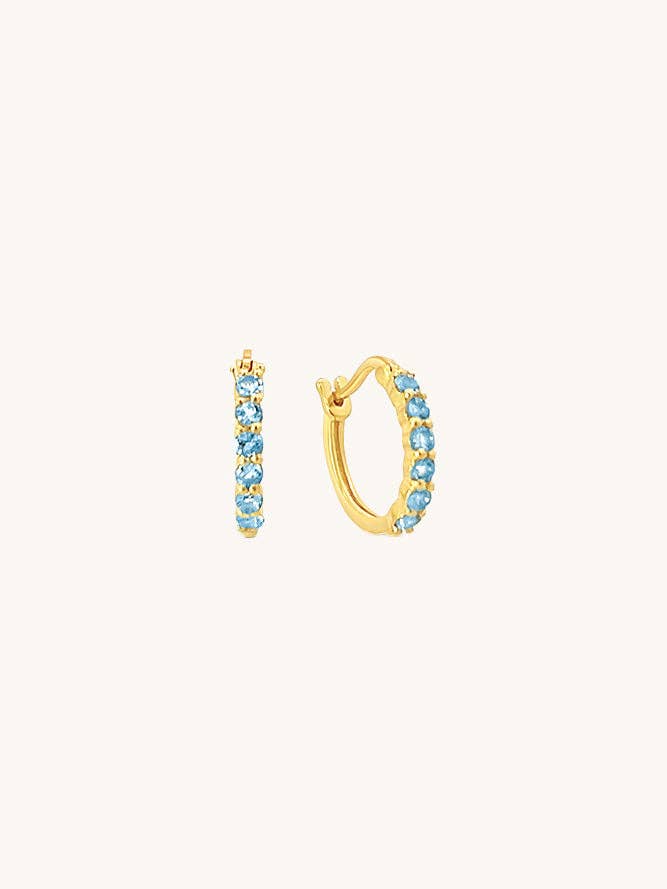 Karma Hoop Earrings - Blue Topaz for wholesale by Sierra Winter Jewelry