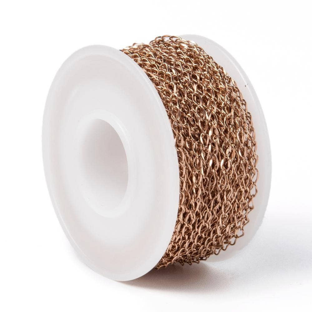 Love, Paige Designs - Wholesale Link & chain necklace - Rose Gold Twisted Curb Chain By the Foot - Ion Plated Stainless Steel1