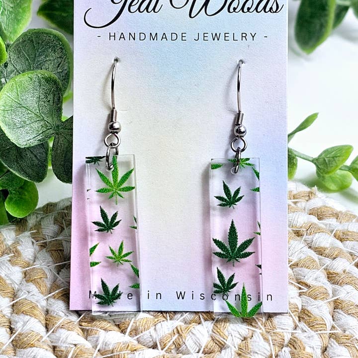 Jedi Woods LLC - Wholesale Dangle Earrings - Marijuana Leaf Earrings