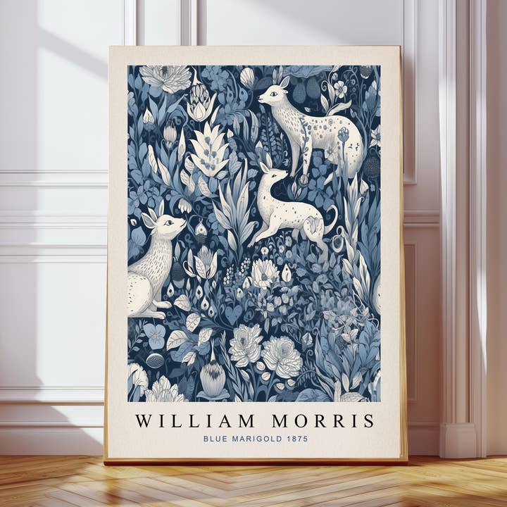 Impression d'art William Morris Bleu Woodland pour la vente par Kumo Art Prints