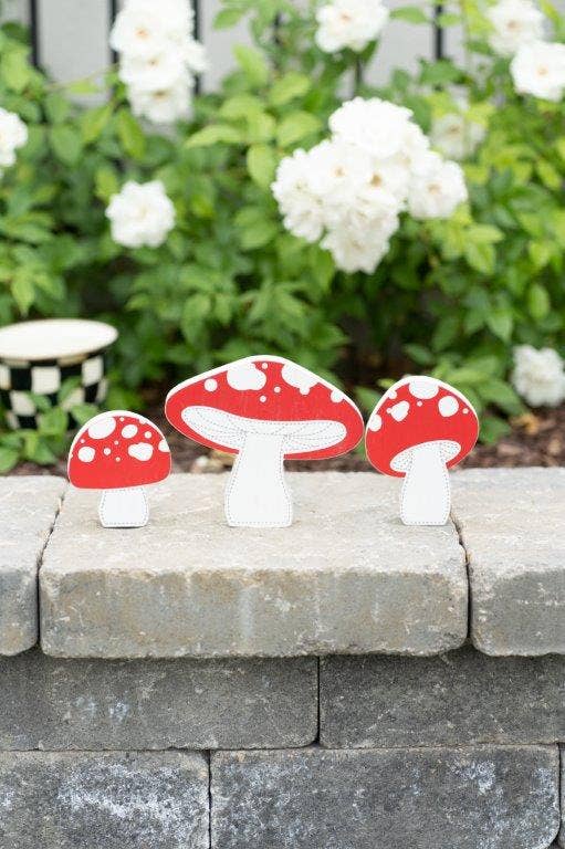 Devanie At Home (Formerly Adams & Co.) - Wholesale Decorative Tabletop Object - 45154 - 7x6 chunky wd shp set/3 (MUSHROOMS) PIXIE CLEARANCE2