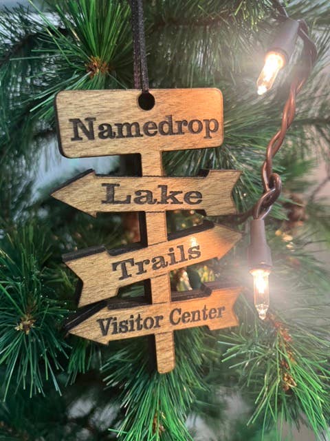 Custom Trail Sign Ornament for wholesale by Room To Improve