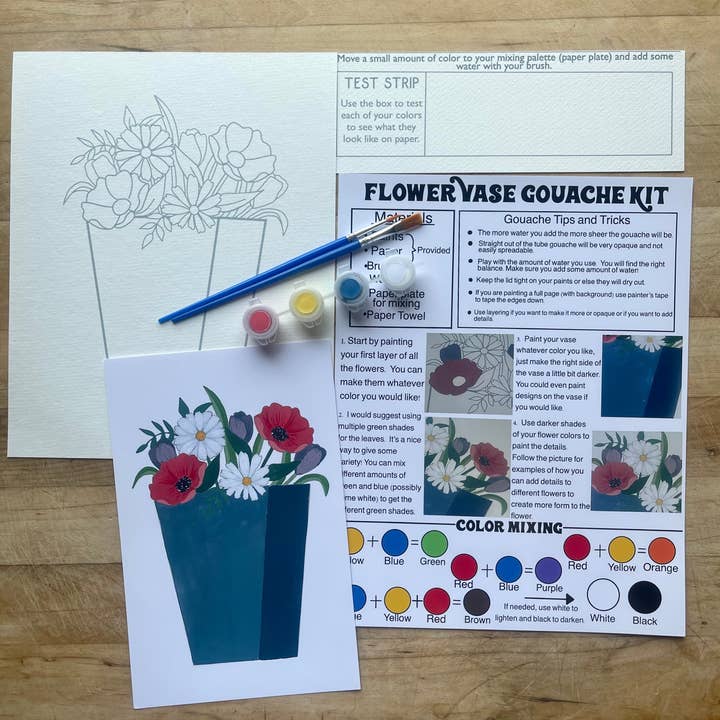 Kit de Peinture Gouache Fleur pour la vente par Alexandra N Designs