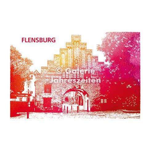 Karen Utermann Galerie Jahreszeiten - Wholesale Postcard - Flensburg Nordertor art postcard