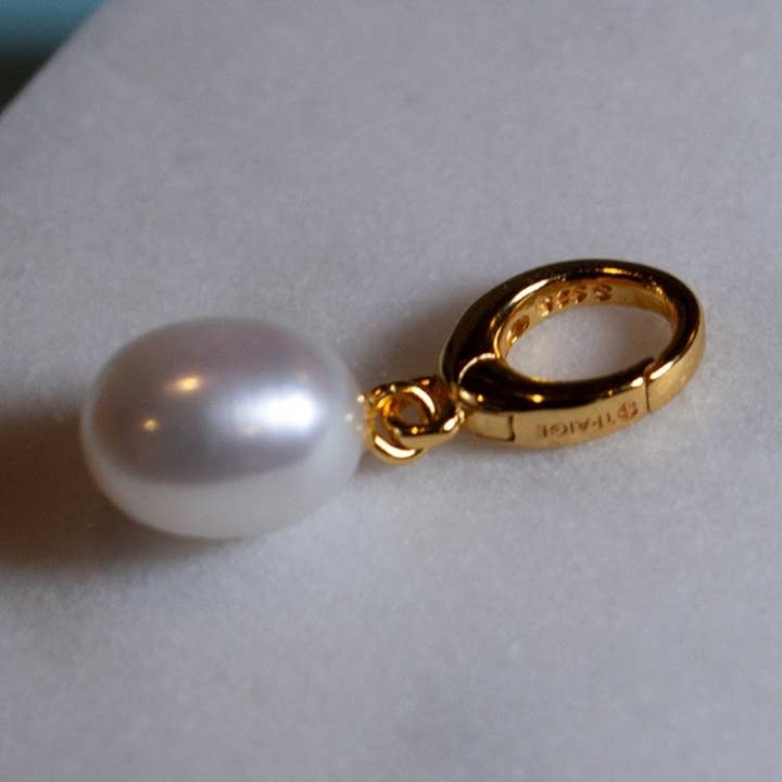 18K Goud Vermeil 10mm Zoetwaterparel Scharnier Hanger voor wholesale door TPAIGE Jewelry