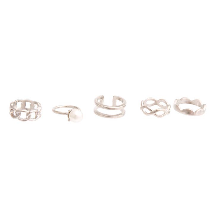 Silver Pearl Midi Ring Set for wholesale by PinktownUSA