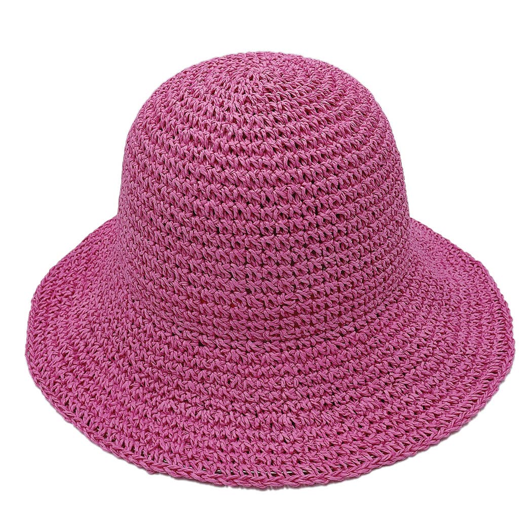 Fashion City - Wholesale Bucket Hat - Women's - Solid Colored Straw Bucket Hat11