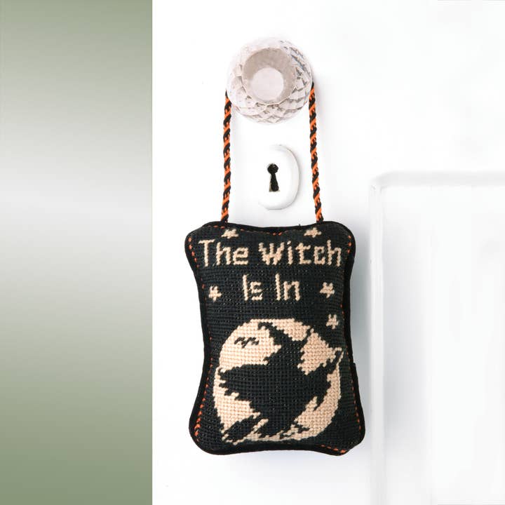 Peking Handicraft - Wholesale Door Hanger - The Witch Is In Needlepoint Door Hanger - Halloween