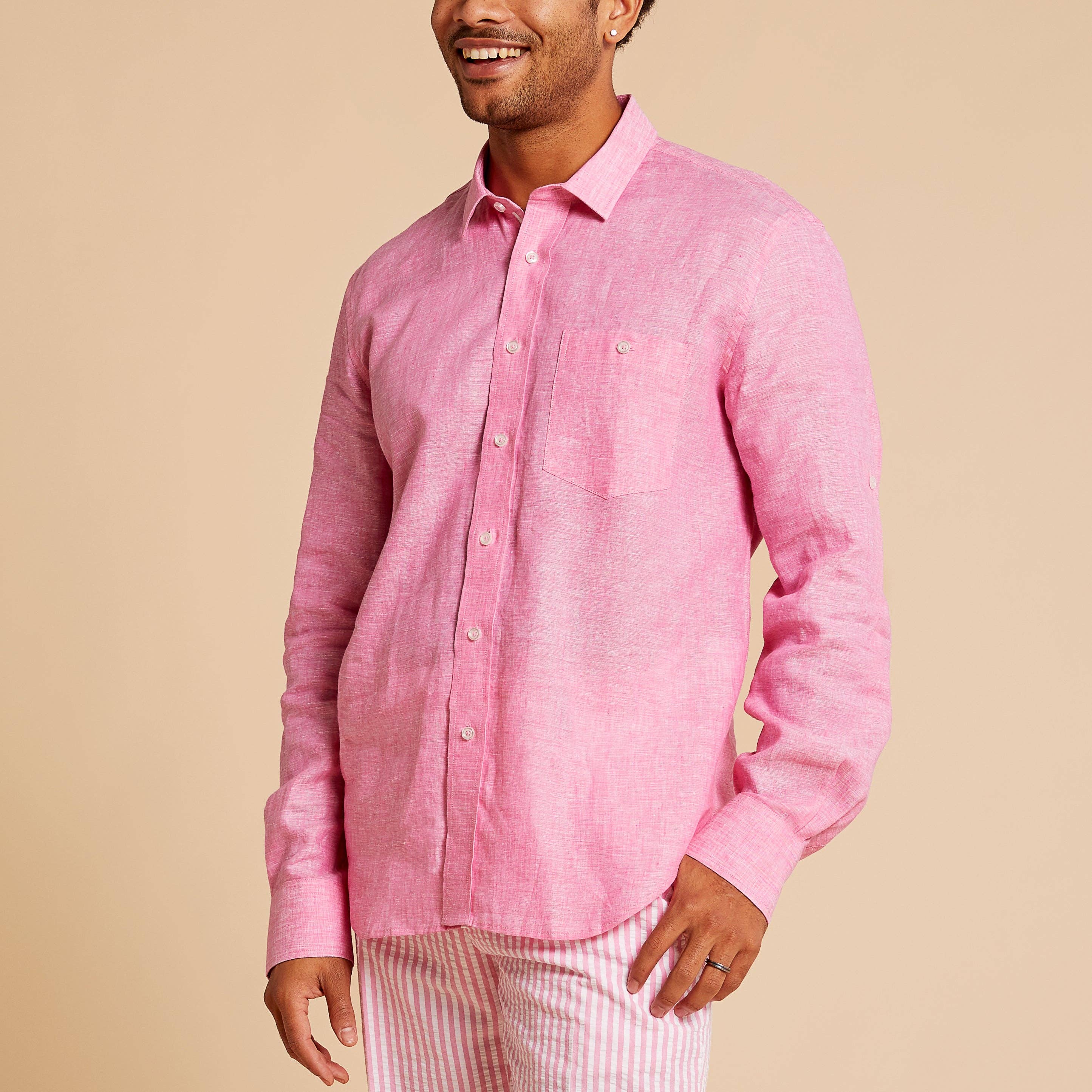 Inserch – Engroshandel Skjorte med buttondown – Mænd – 100% Premium Europæisk Hør Langærmet Skjorte1