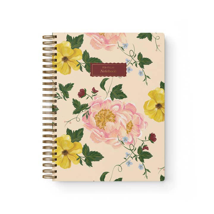 Blommig Inbunden Anteckningsbok - Guldfolie | Trädgårdsros för wholesale av Pen + Pillar