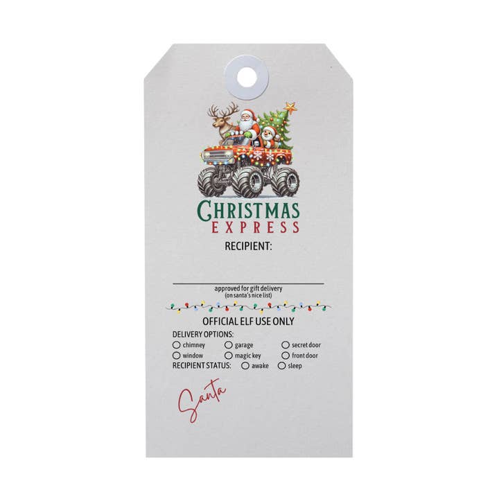 Christmas Express Holiday Gift Tags in 3 Tag Sizes for wholesale by Amaryllis Park