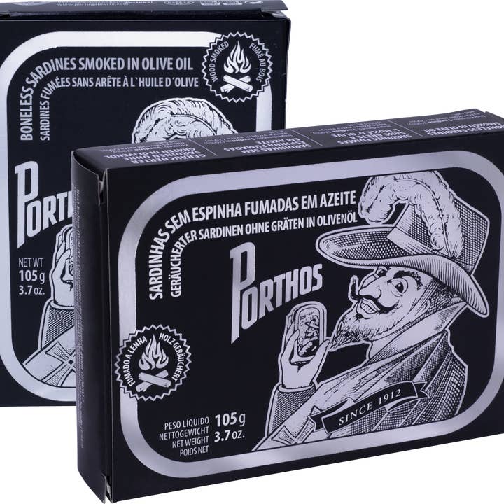 Portugalia Imports - Wholesale Tinned Fish - Porthos Boneless Sardines Smoked in Olive Oil1